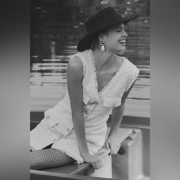 NWT Anthropologie BHLDN Ella Tweed Pearl Dress Bridal - Picture 3 of 11